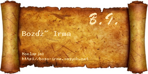 Bozó Irma névjegykártya